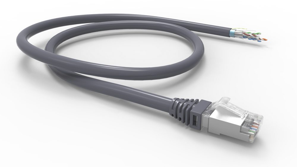 EXTENSAO SOLIDA RJ-45 F/UTP GIGALAN GREEN CAT.6A - LSZH -T568B - 5.0m - CINZA